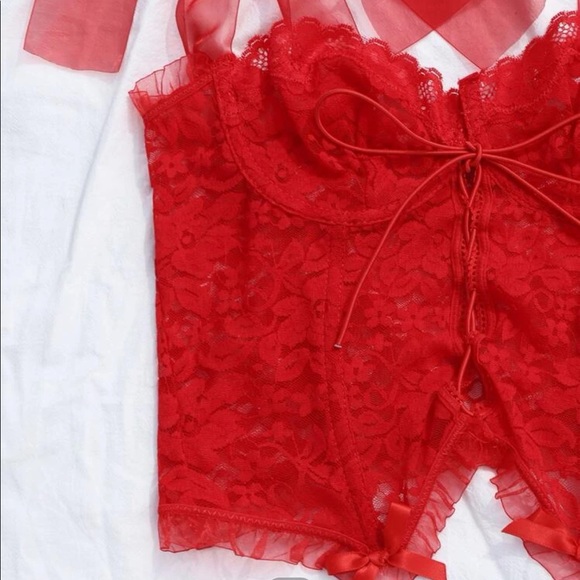 SHEIN Tops - 2/$25🍒 red lace corset top